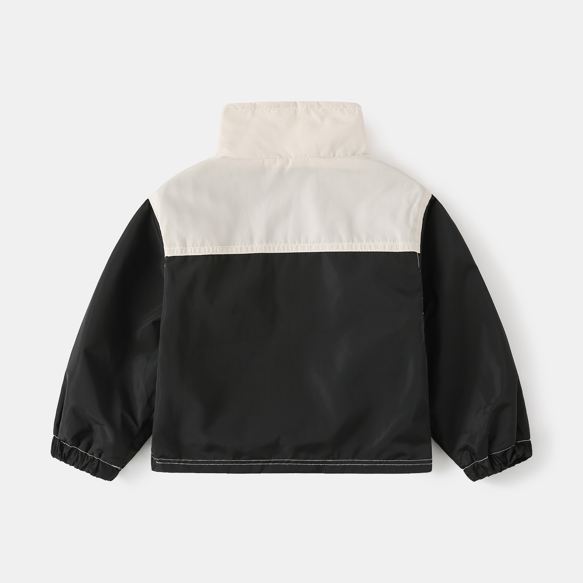 Casual Round Neck Black And White Trendy Children'S Jacket