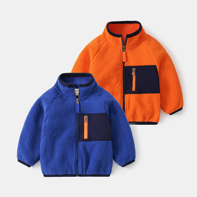 Colorful Zipper Large Pockets Workwear Stand Collar Jacket