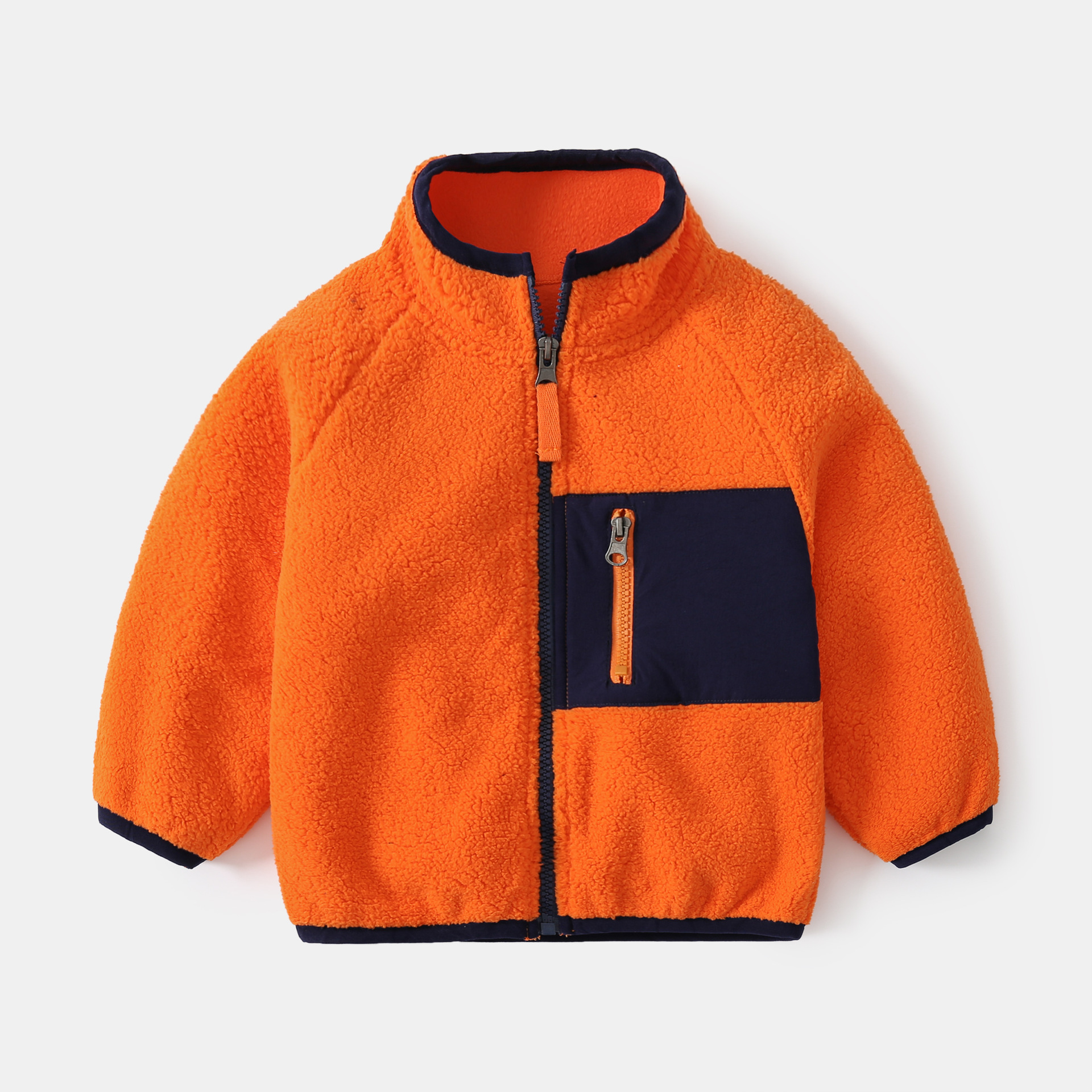 Colorful Zipper Large Pockets Workwear Stand Collar Jacket