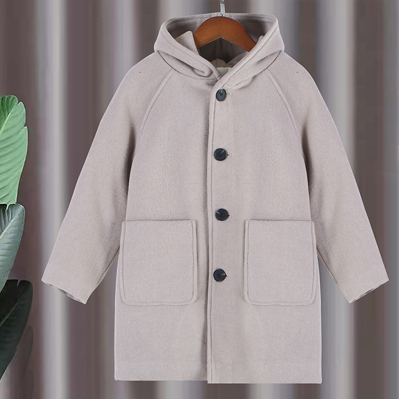 Hooded Children Korean Temperament Tweed Coat