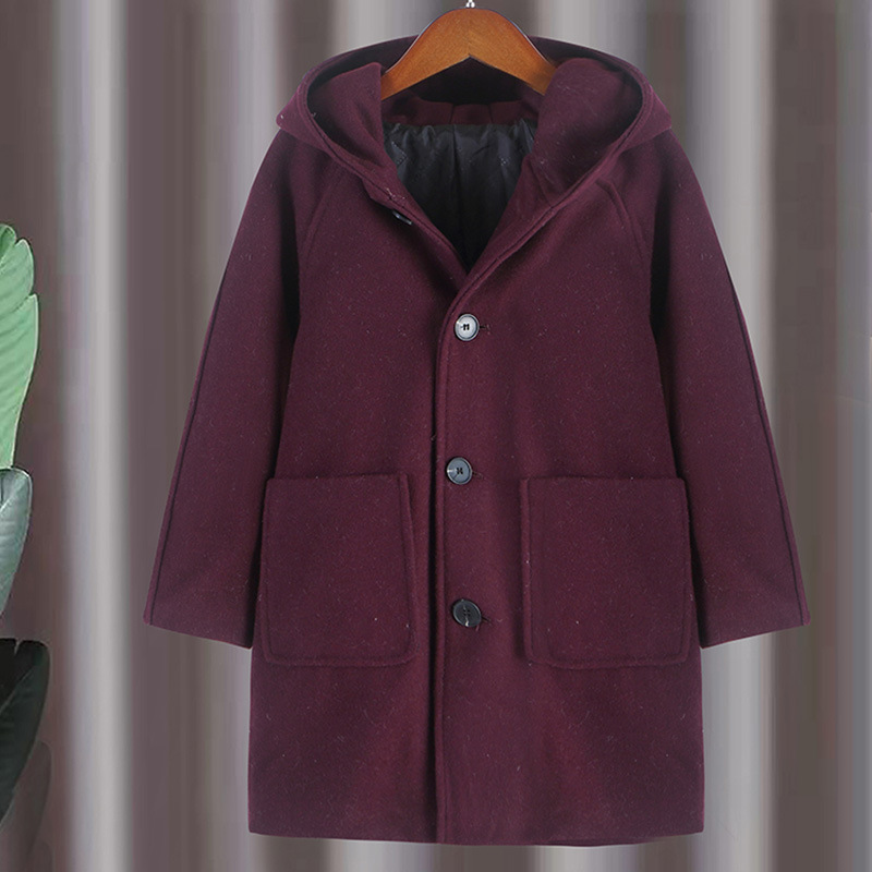 Hooded Children Korean Temperament Tweed Coat