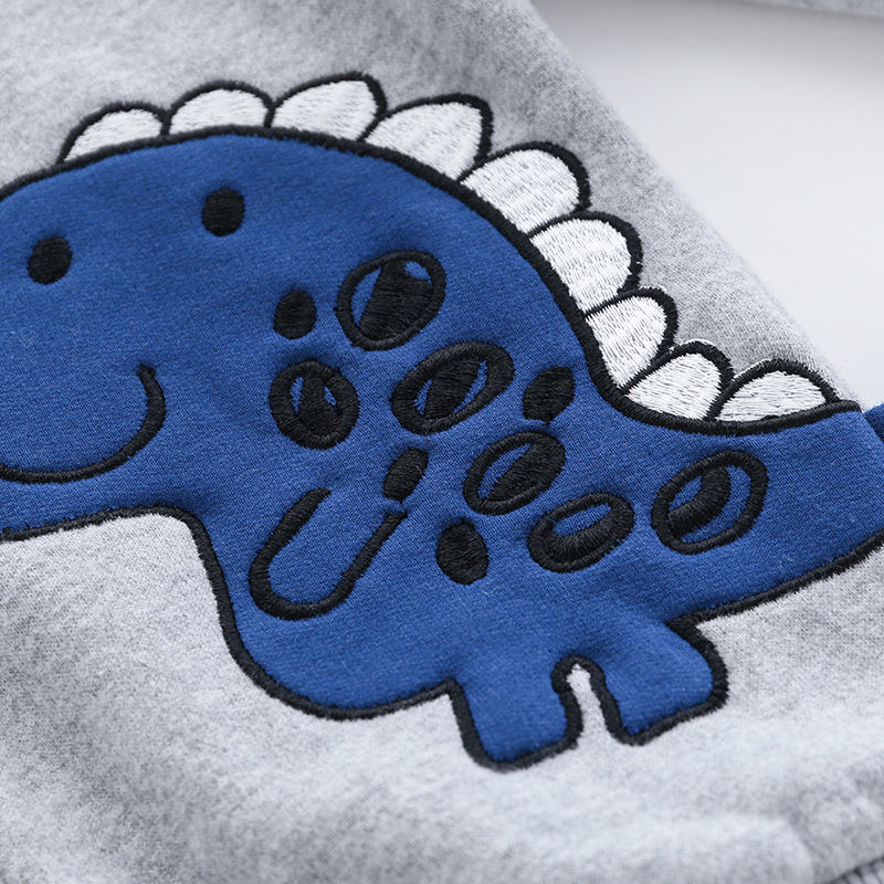 Male Children'S Dinosaur Patch Hooded Jacket