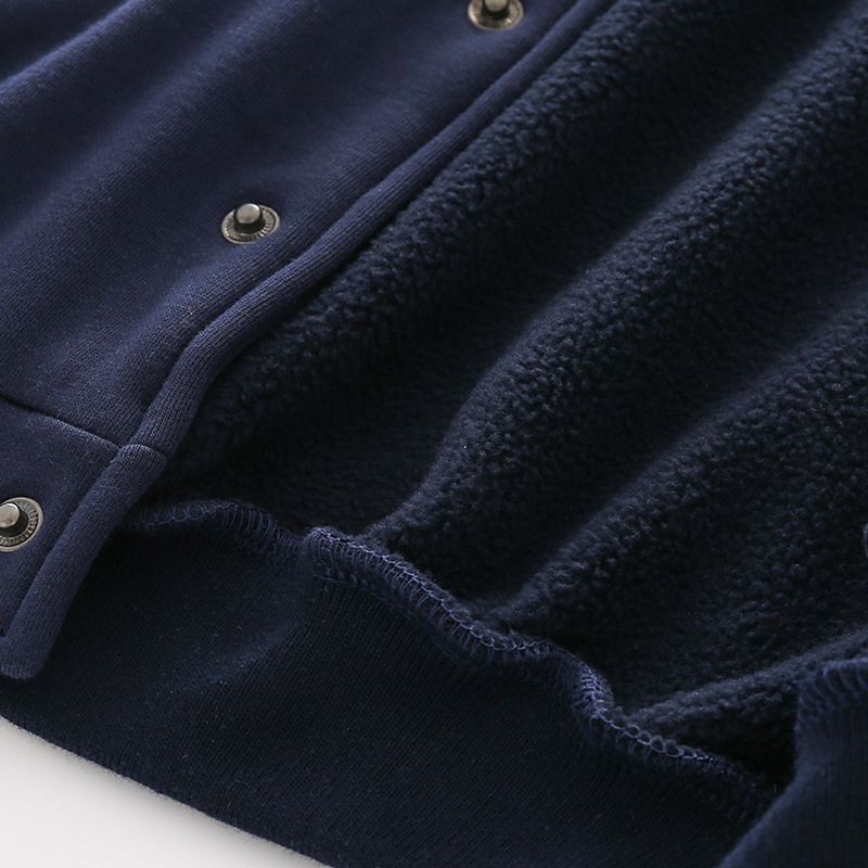 Round Collar Splicing Long Sleeve Middle School Children Baseball Jacket