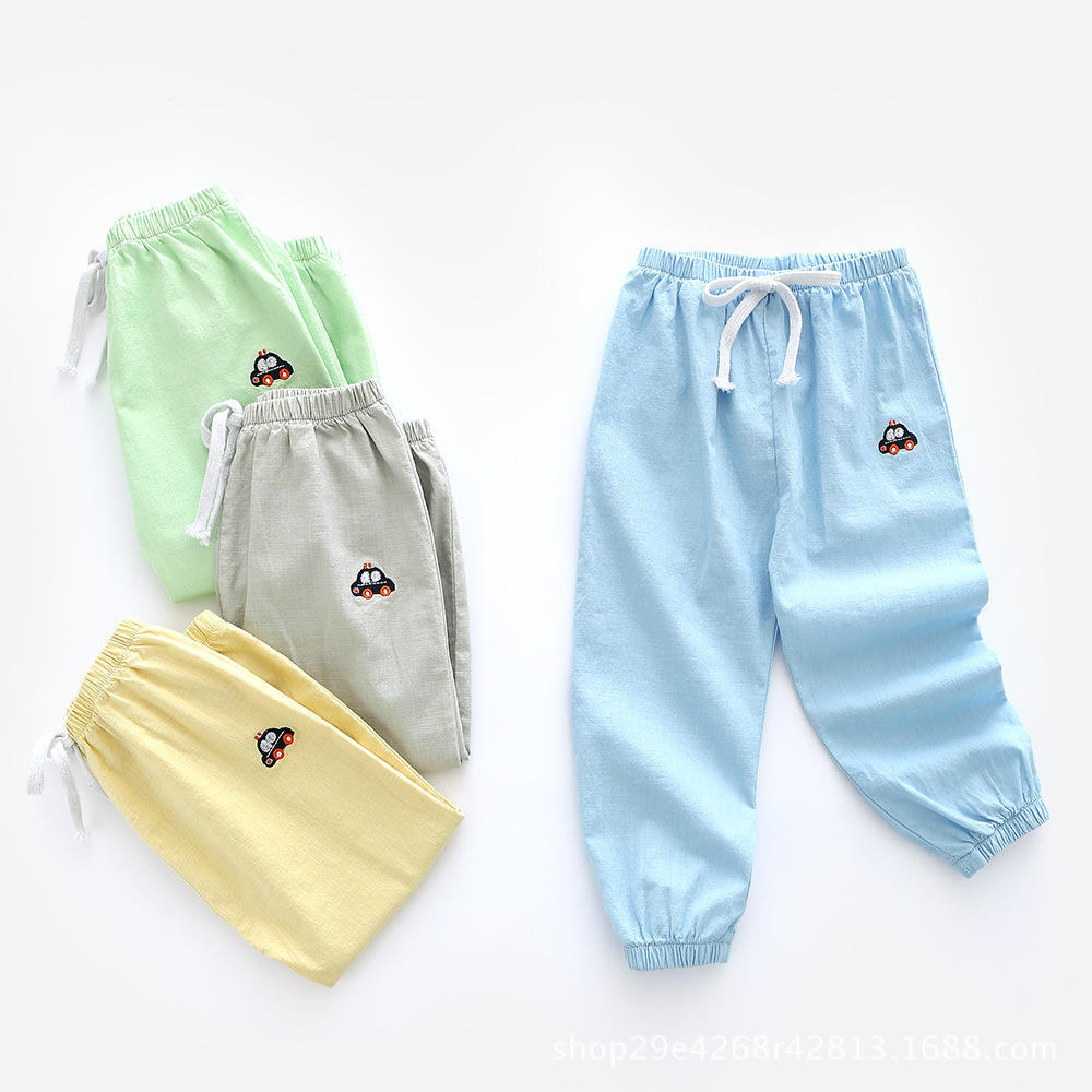 Small Car Printed Cotton Linen Lantern Pants