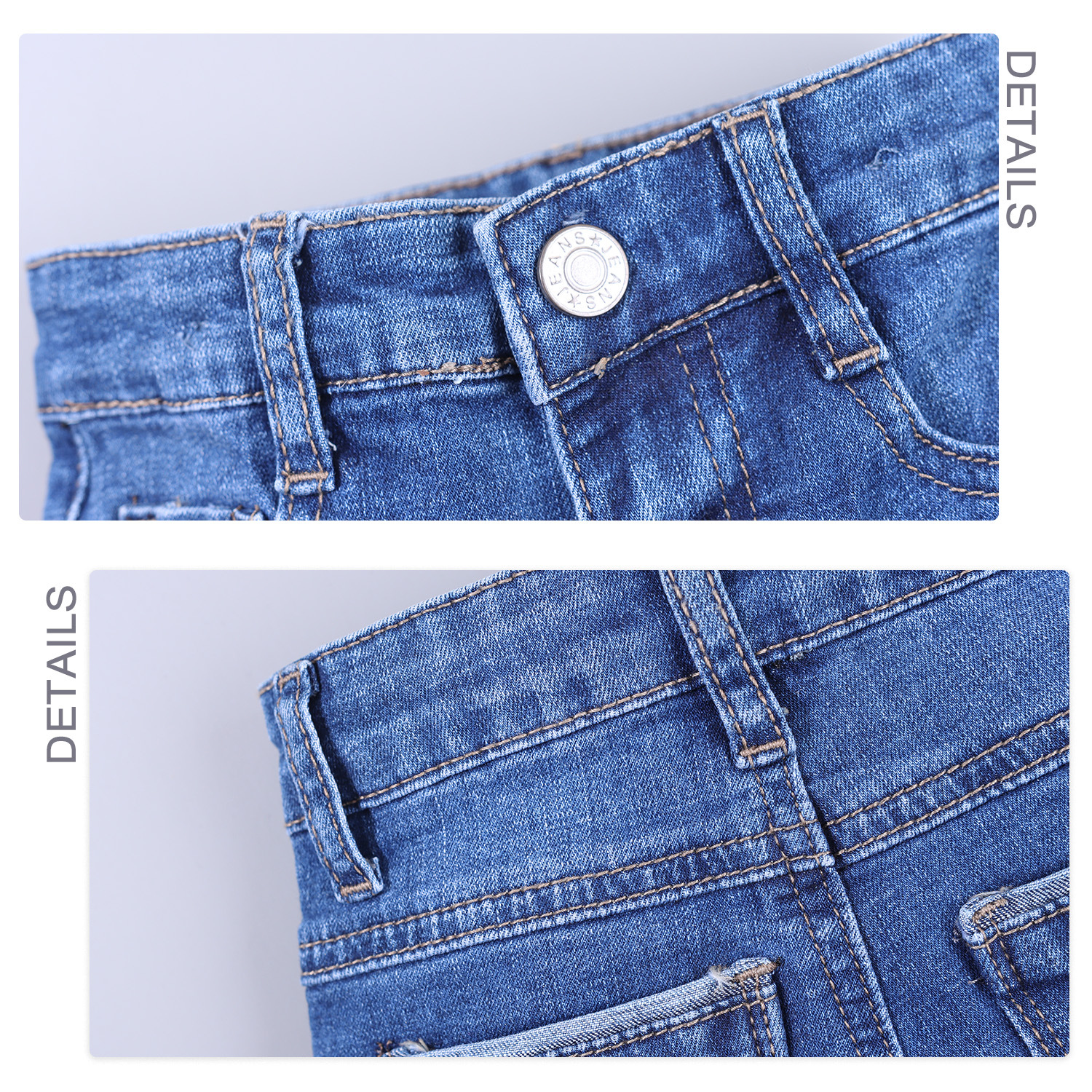 Pure Quality Stretch Design Denim Seven-Point Pants