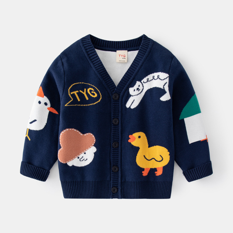 Double-Layer Cotton Thread Open-Breasted Sweater