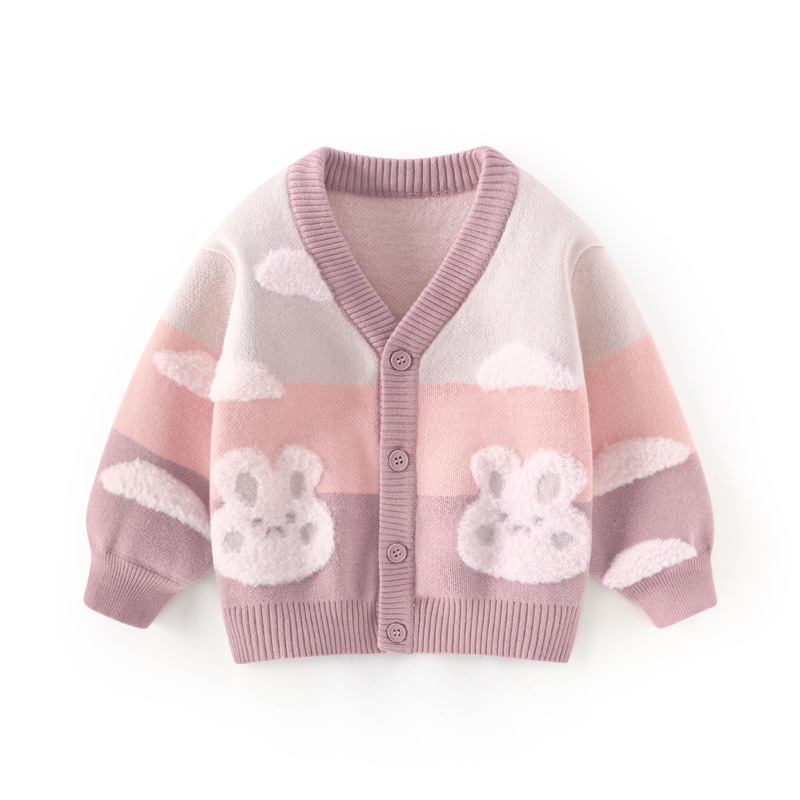 Girls Korean Bunny Blue Jacket Sweater