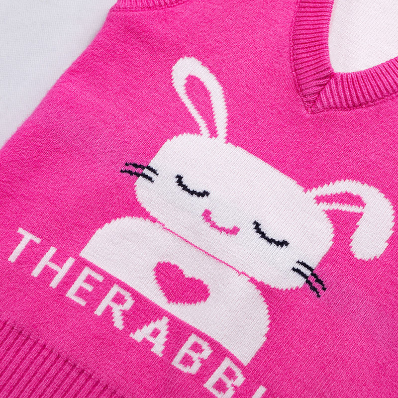 Rabbit Cartoon V-Neck Thickened Warm Children'S Sleeveless Undershirt