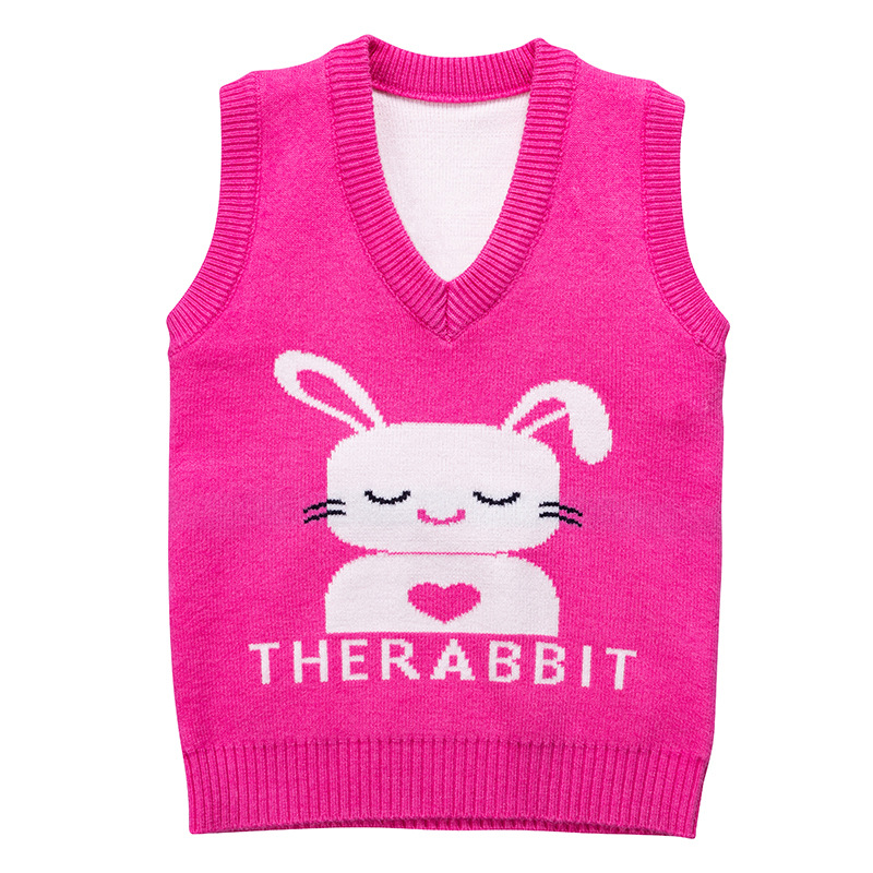 Rabbit Cartoon V-Neck Thickened Warm Children'S Sleeveless Undershirt