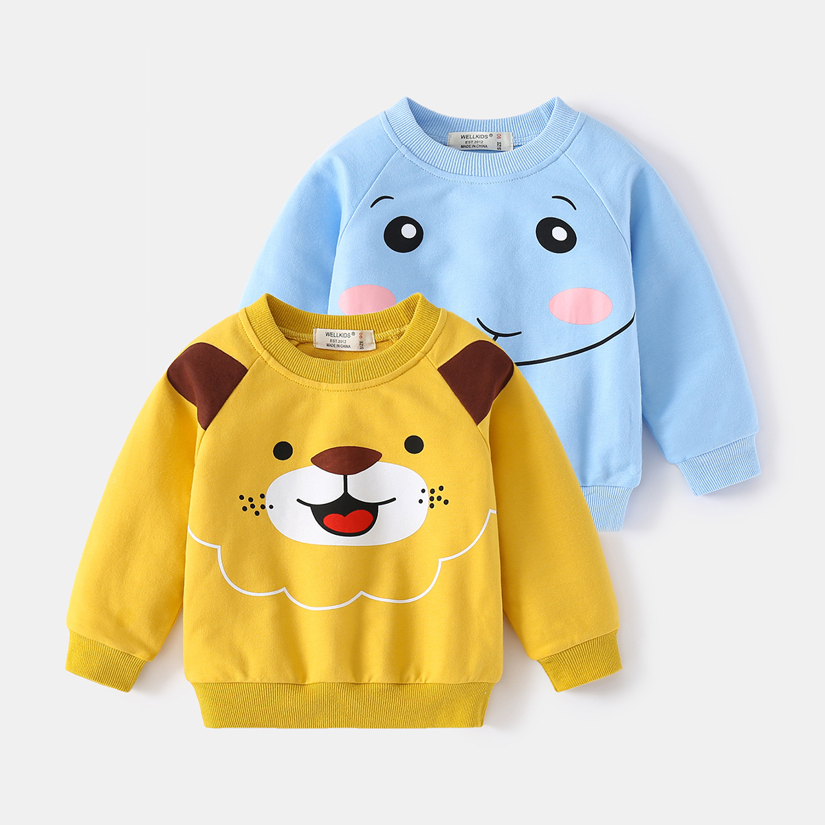 Animal Pattern Round Neck Pullover Long Sleeve Sweatshirt