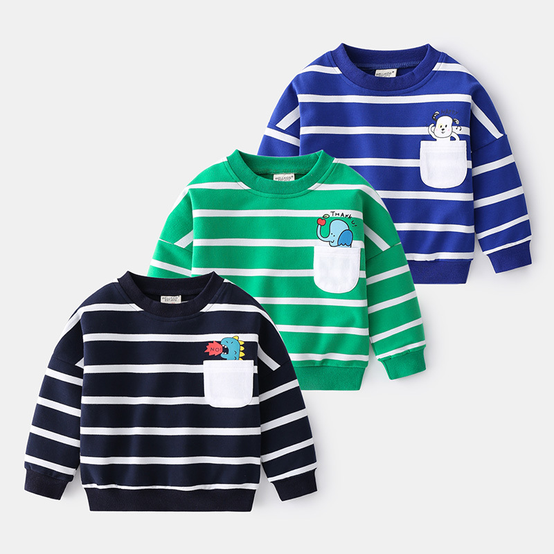 Boys' Cotton Terry Striped Sweatshirt