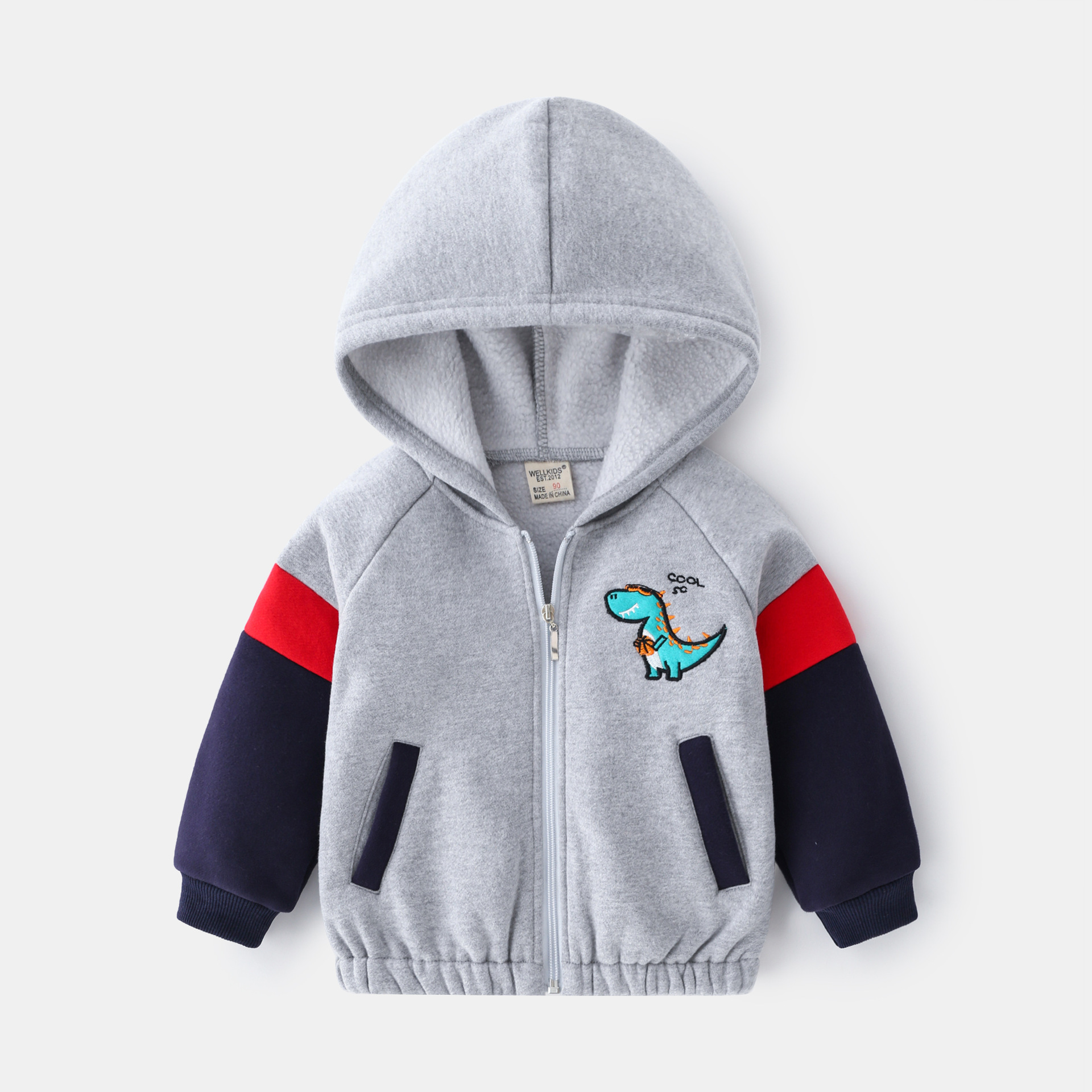 Boys' Dinosaur Spell Sleeve Hooded Sweatshirt