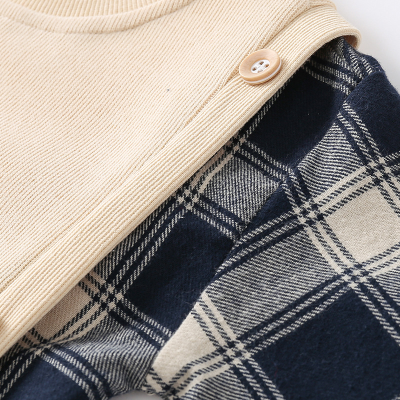 Fashion Stitching Round Neck Pullover Sweatshirt