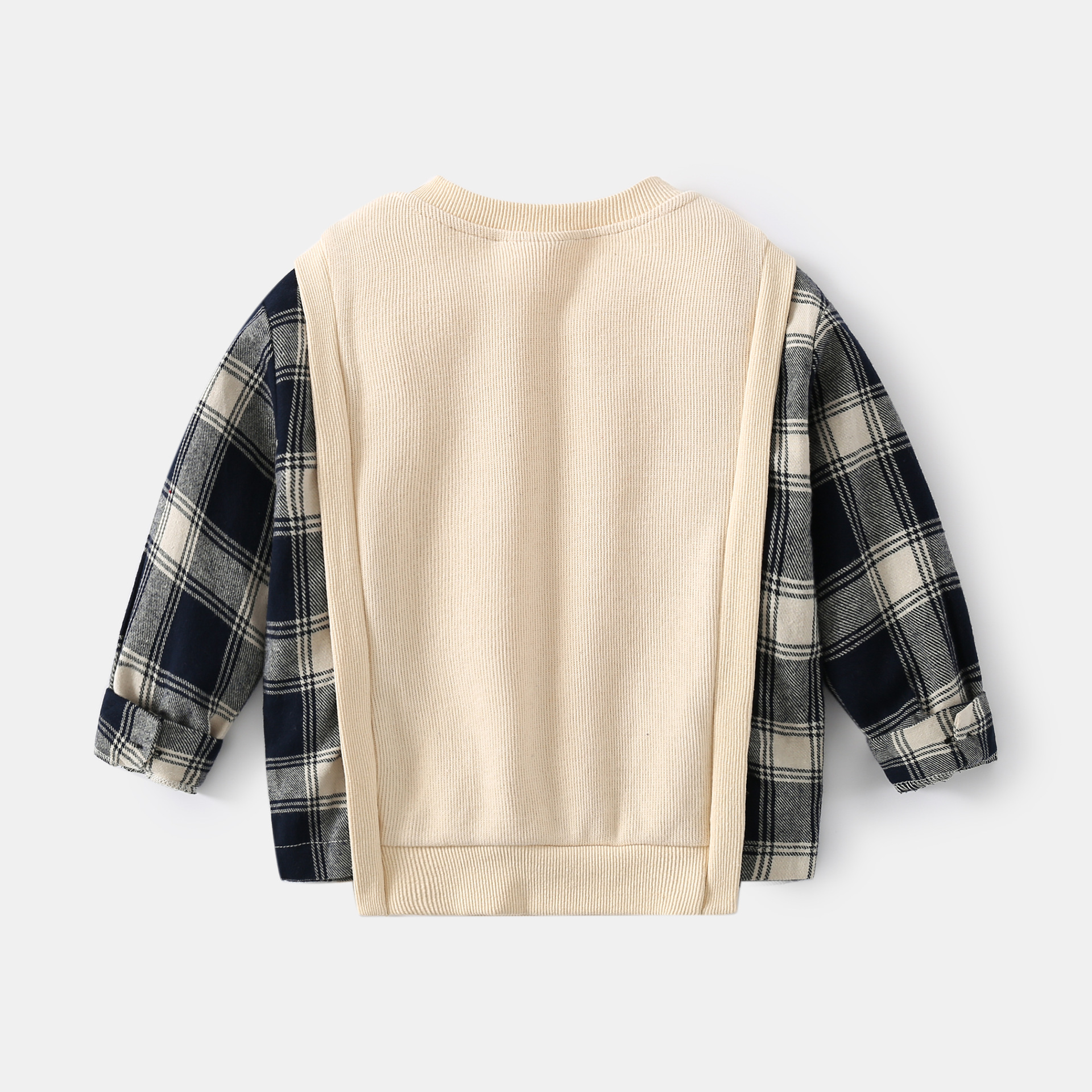 Fashion Stitching Round Neck Pullover Sweatshirt