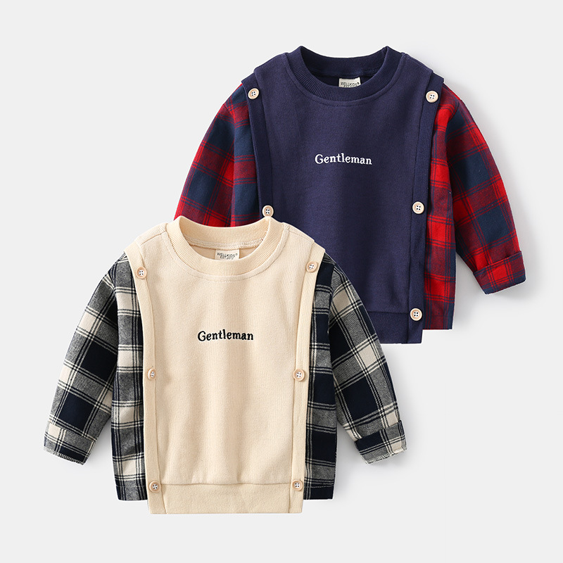 Fashion Stitching Round Neck Pullover Sweatshirt