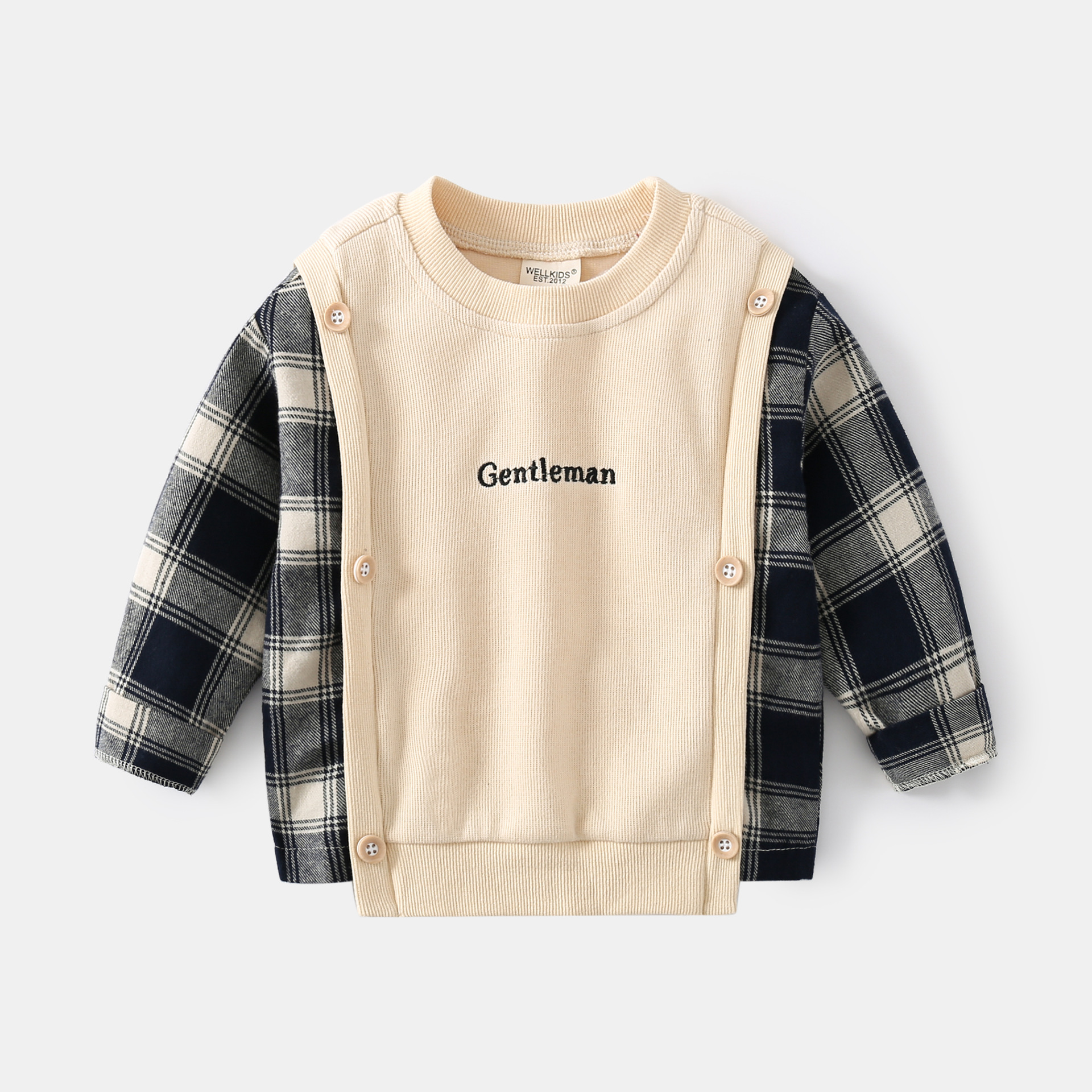 Fashion Stitching Round Neck Pullover Sweatshirt