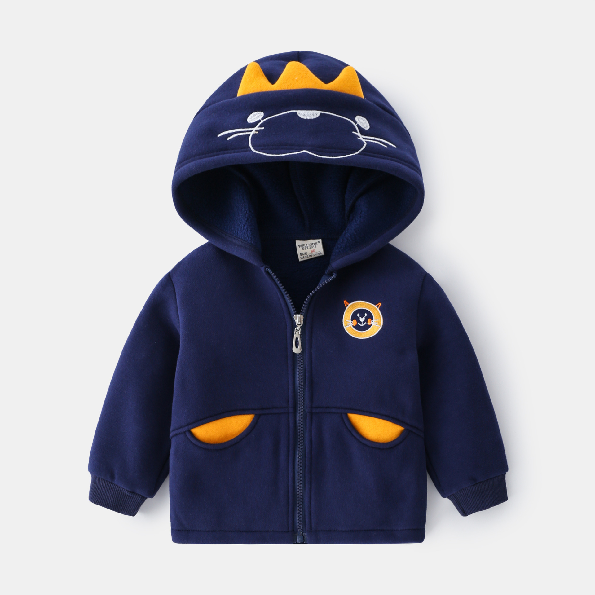 Navy Long Sleeve Zipper Sweatshirt