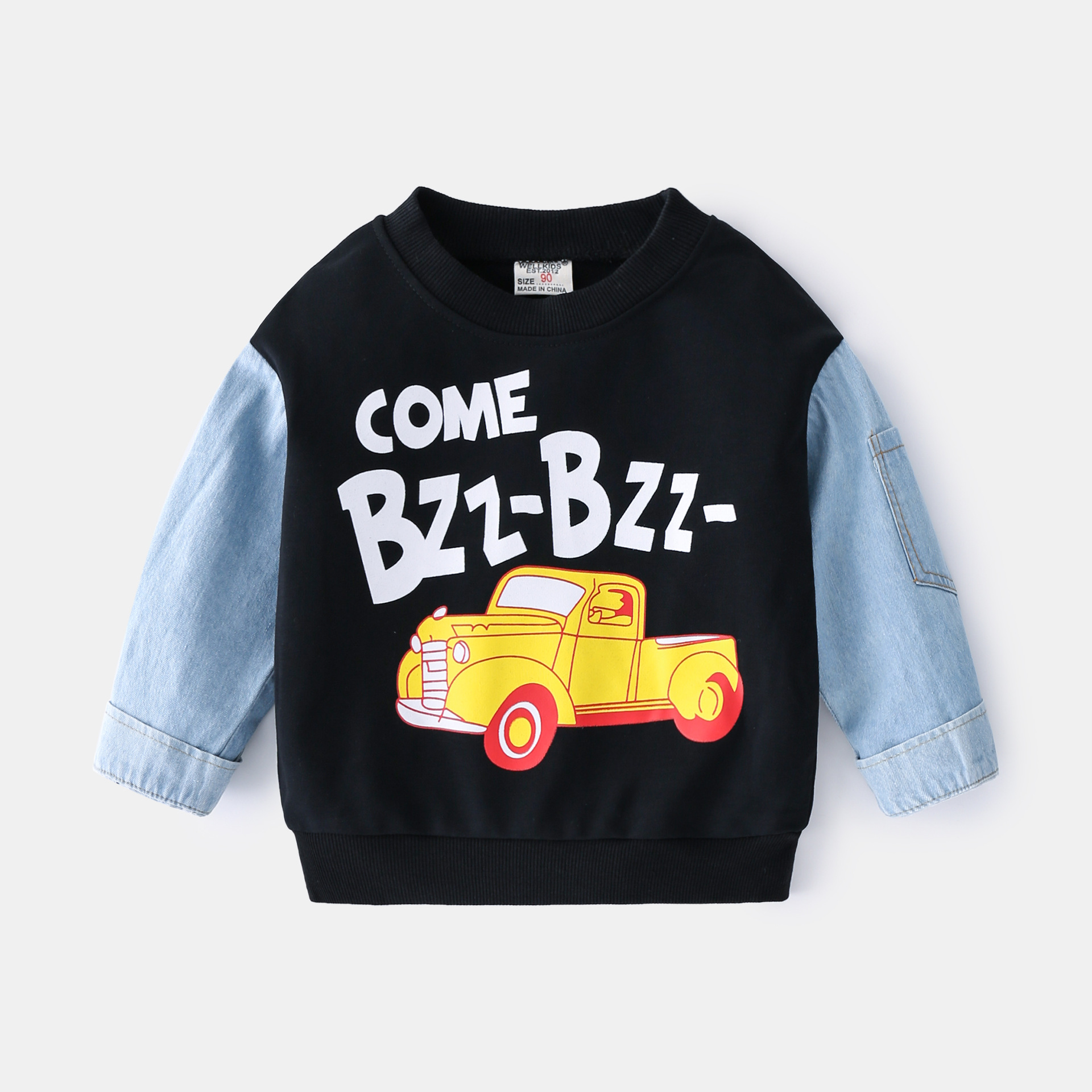 Splicing Color Black Long Shirt Sweatshirt