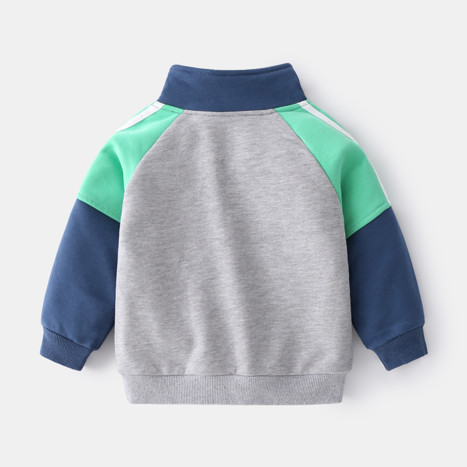 Splicing Sleeve Pullover Zipper Collar Boys' Sweatshirt