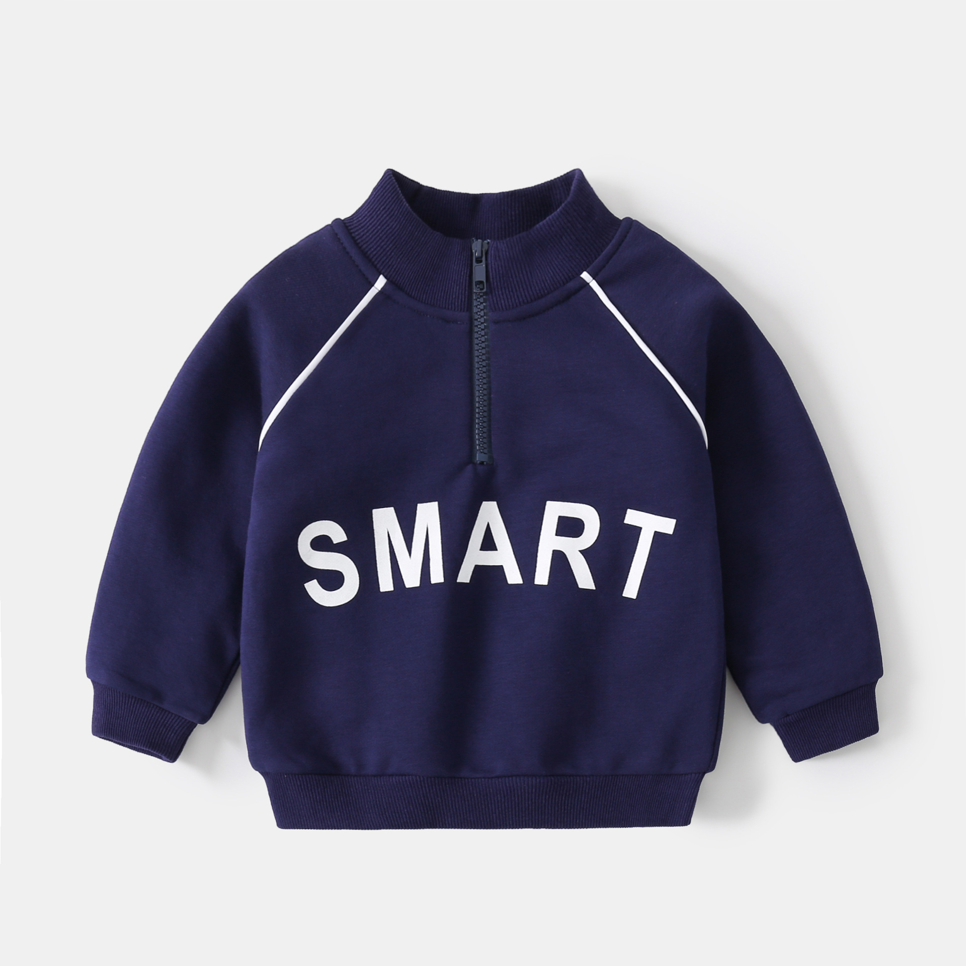 Stand Collar Half-Zip Long-Sleeved Sweatshirt