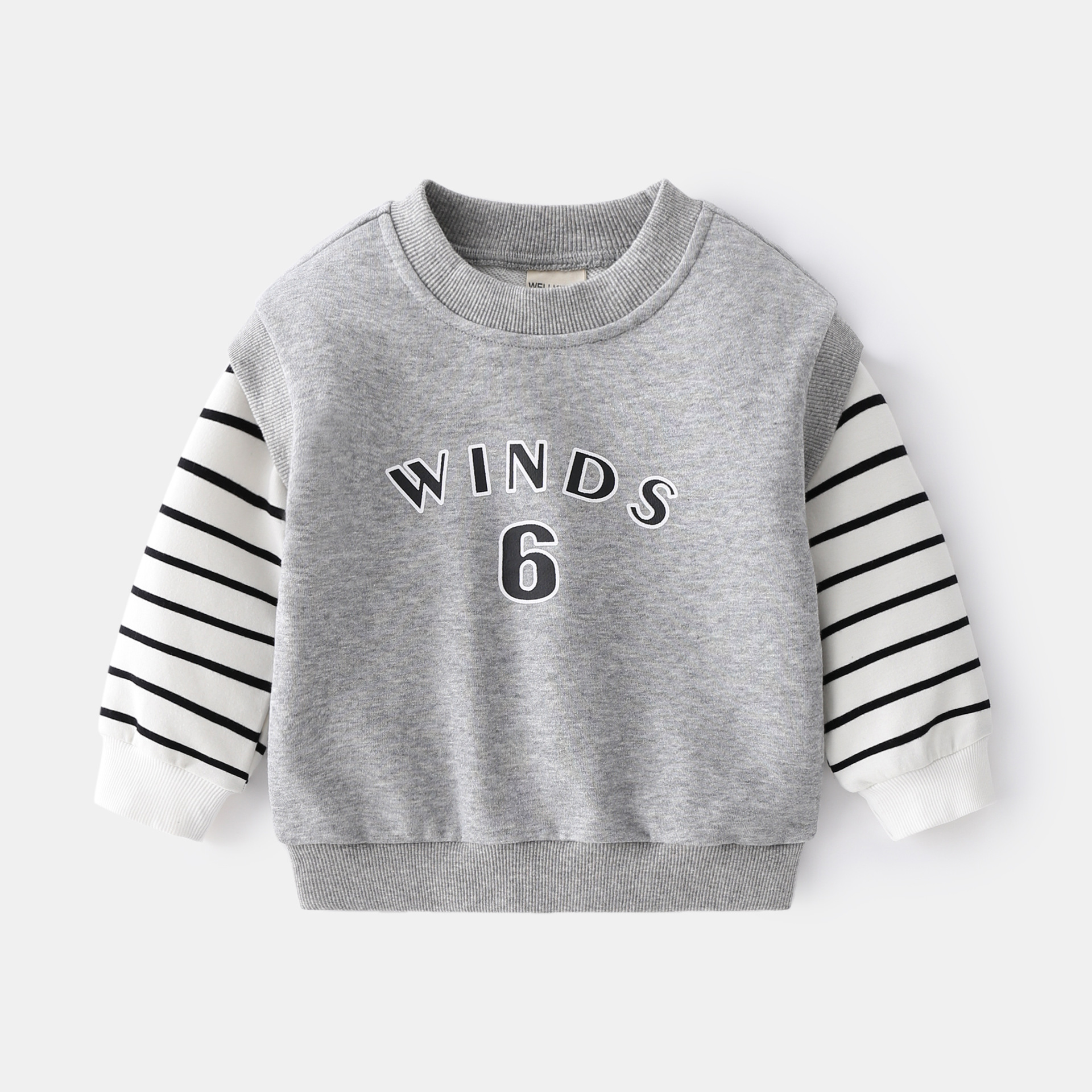 Striped Boys' Letter Print Sweatshirt