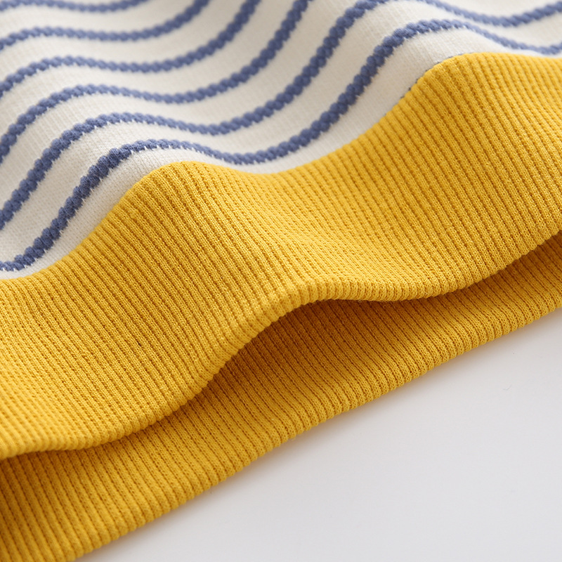Striped Lapel Navy Sweatshirt
