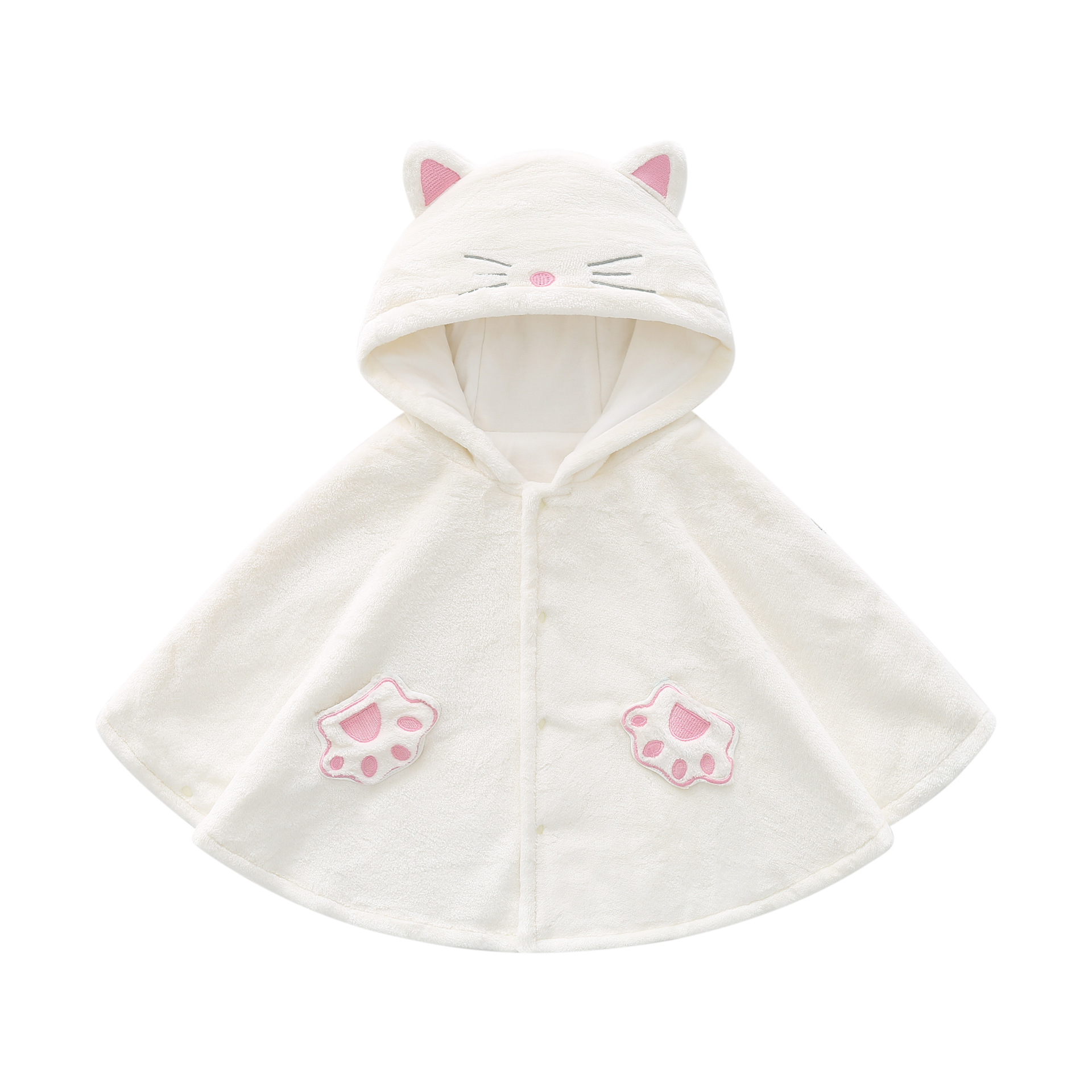 Cute Beige Cat Plush Warm Cloak