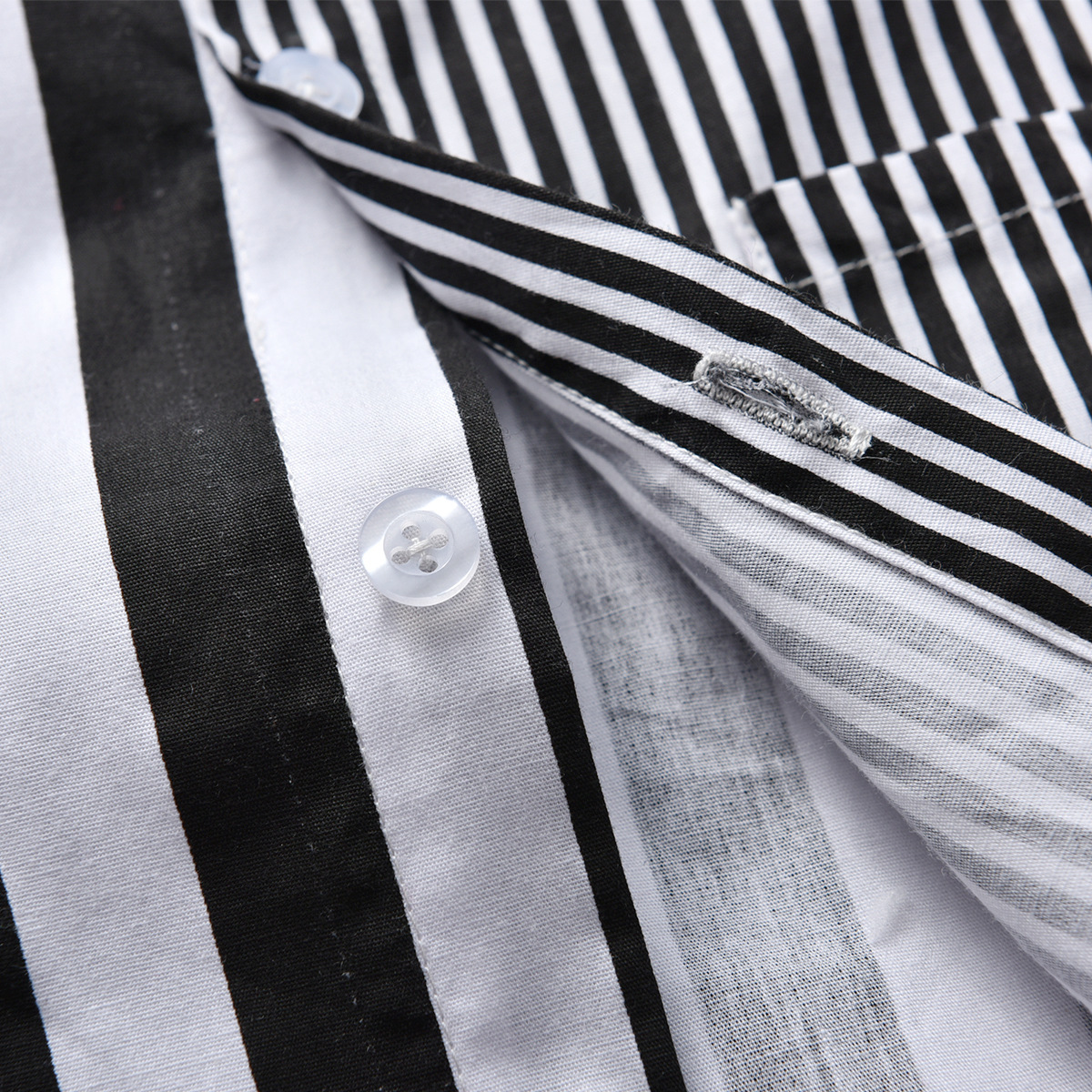 Striped Lapel Short-Sleeved Shirt