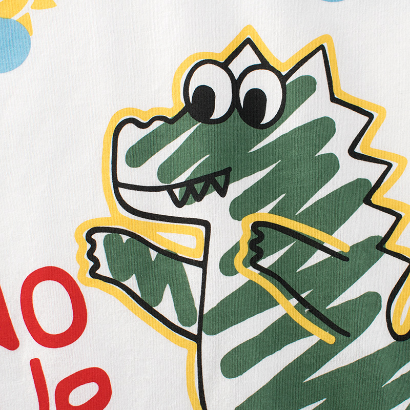 Printed Dinosaur Children'S Short-Sleeved Shirt