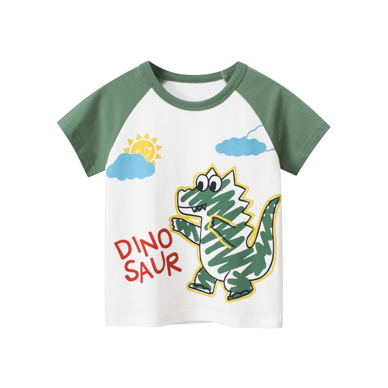 Printed Dinosaur Children'S Short-Sleeved Shirt