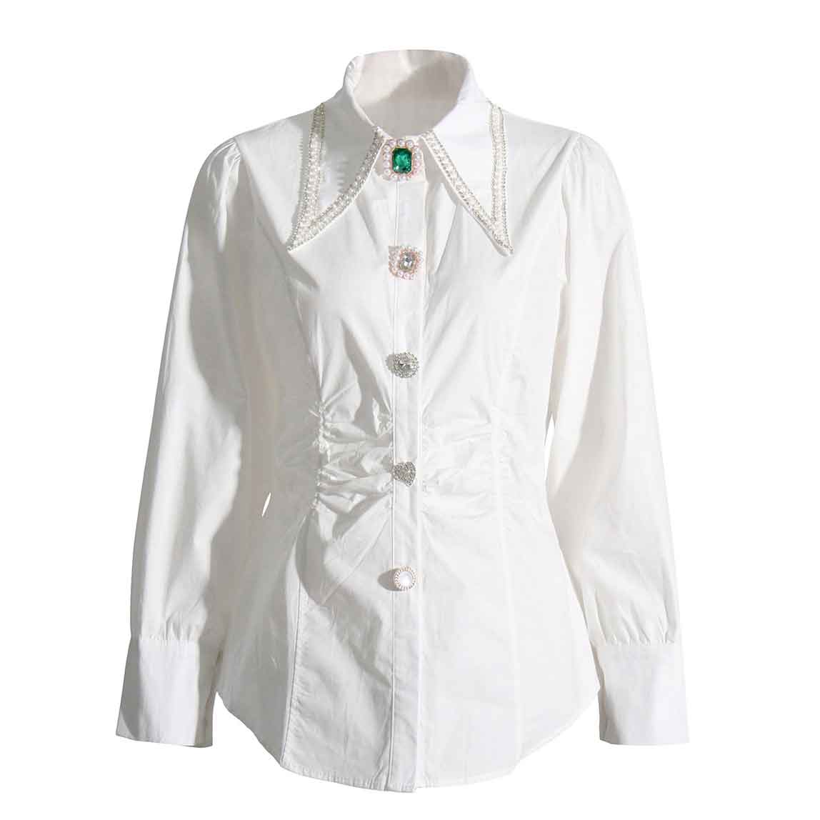Niche Design Temperament Uwe Decorated Pleated Shirt