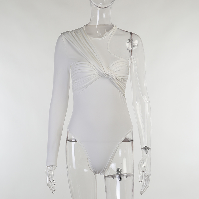 Knitted White One Shoulder Jumpsuit