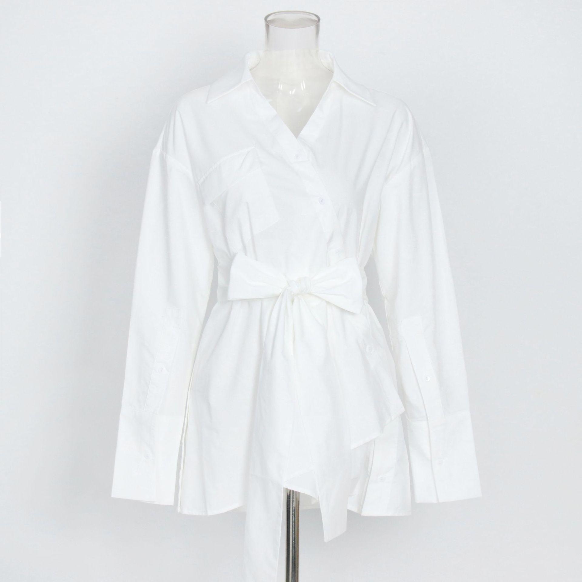 Minimalist Wind Solid Color Irregular Shirt Dress
