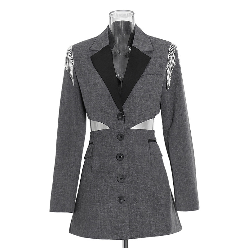 Suit Temperament Thin Waistless Hollow Dress