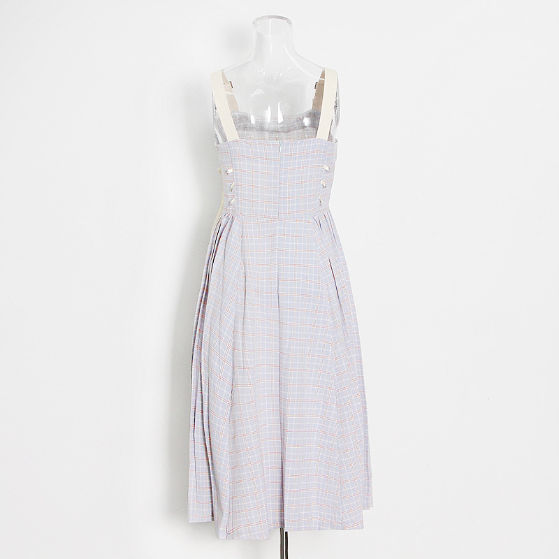 Waist Halter Square Neck Mid-Length Dress