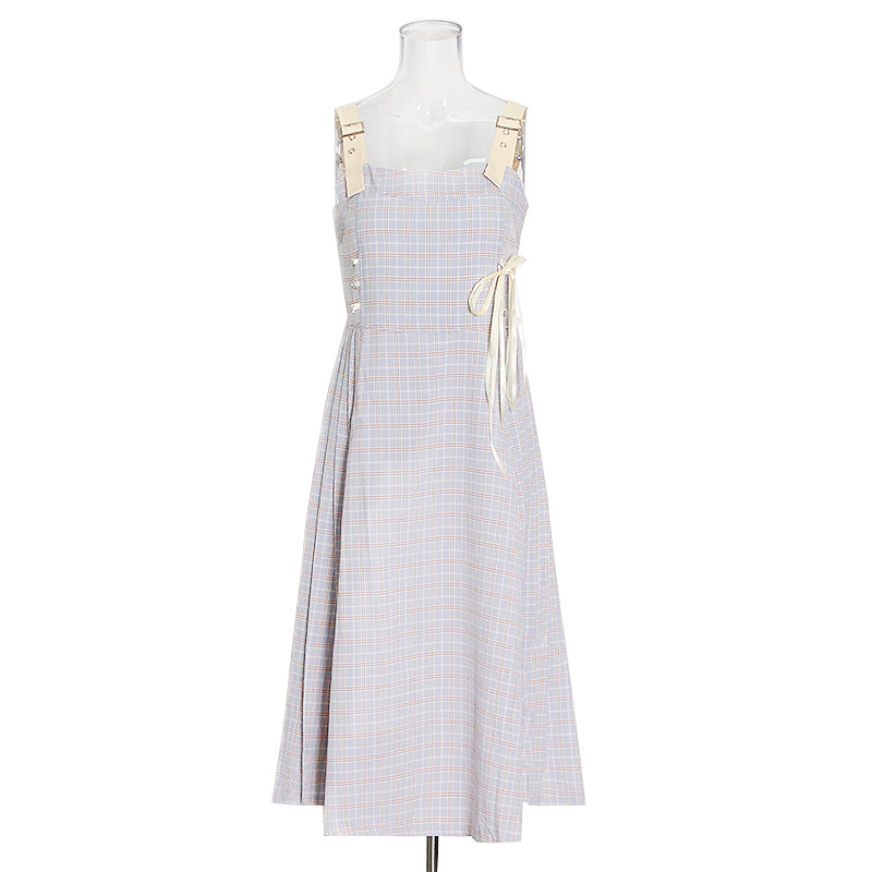 Waist Halter Square Neck Mid-Length Dress