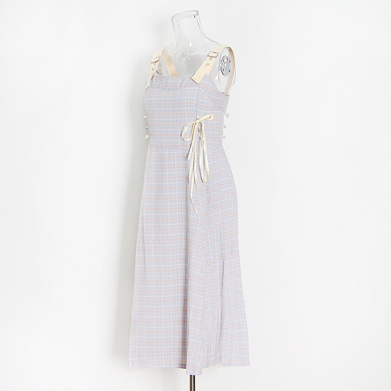Waist Halter Square Neck Mid-Length Dress