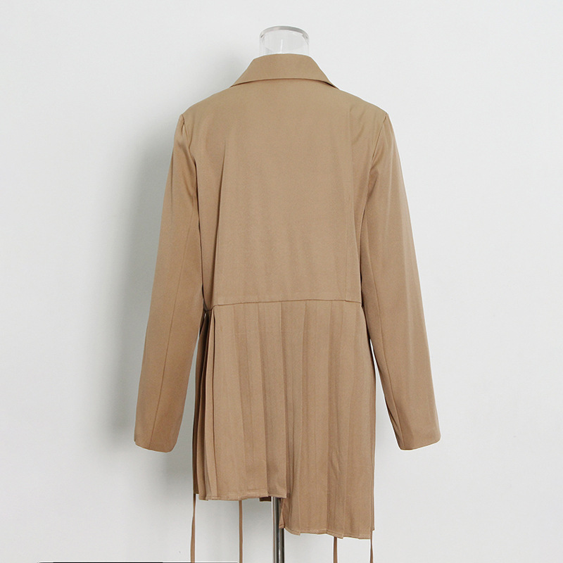 Waist Tie Irregular Hem Pressed Pleated Dress