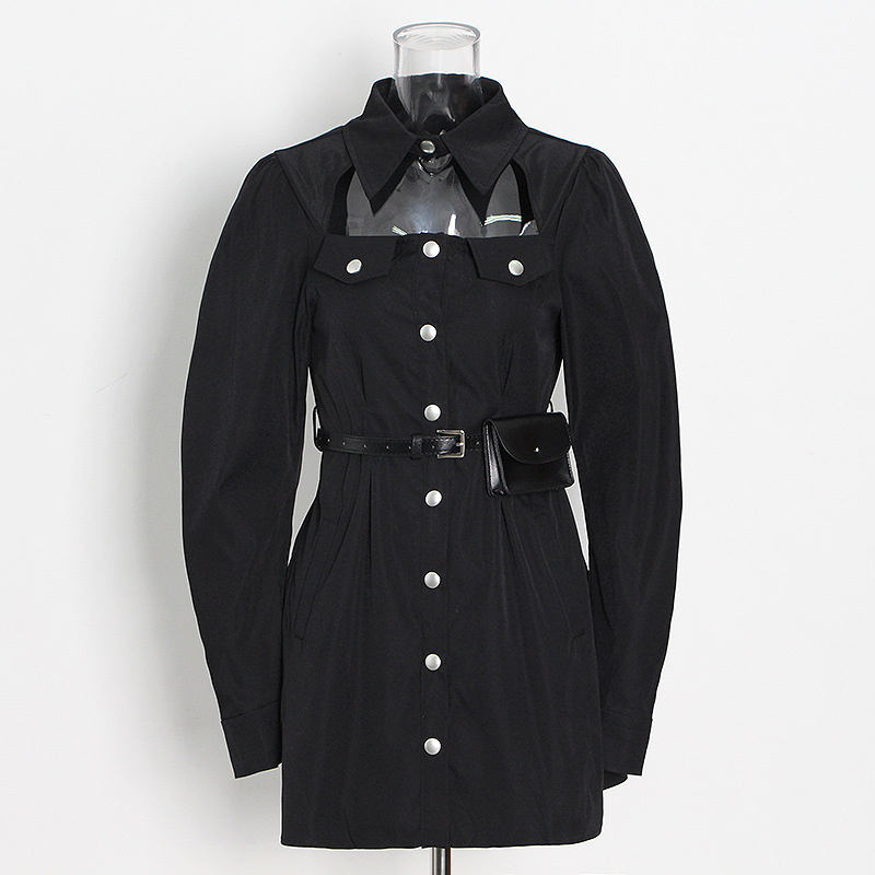 Waist Waist Pack Long Sleeve Short Dress