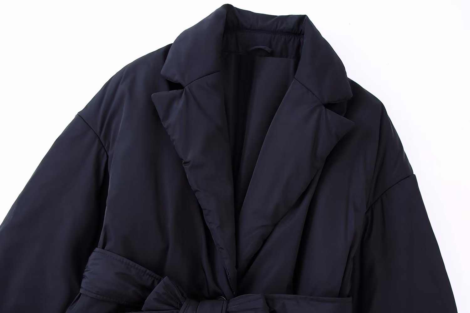 Belt Decorated Cotton Jacket Warm Blazer Collar Jacket