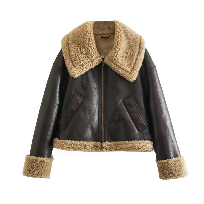 Artificial Fur Effect Reversible Short Fleece Jacket
