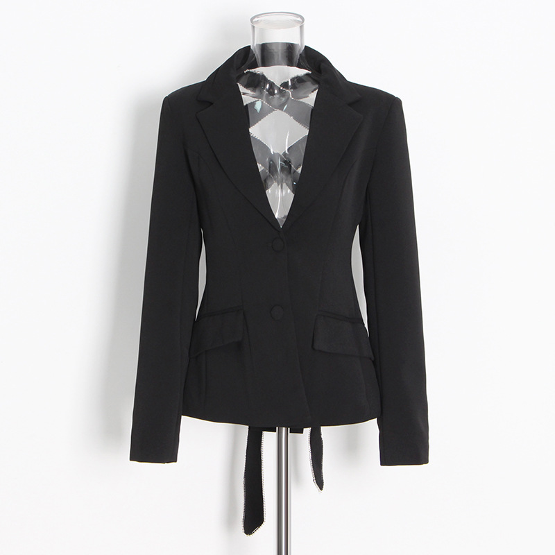 Back Studded Diamond Hollow Out Straps Suit