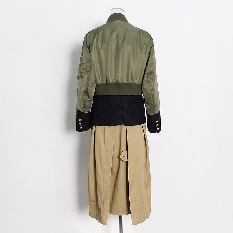 Baseball Suit Patchwork Tweed Collision Color 