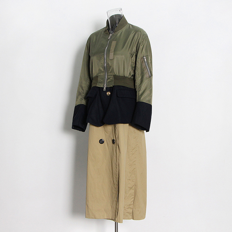 Baseball Suit Patchwork Tweed Collision Color 