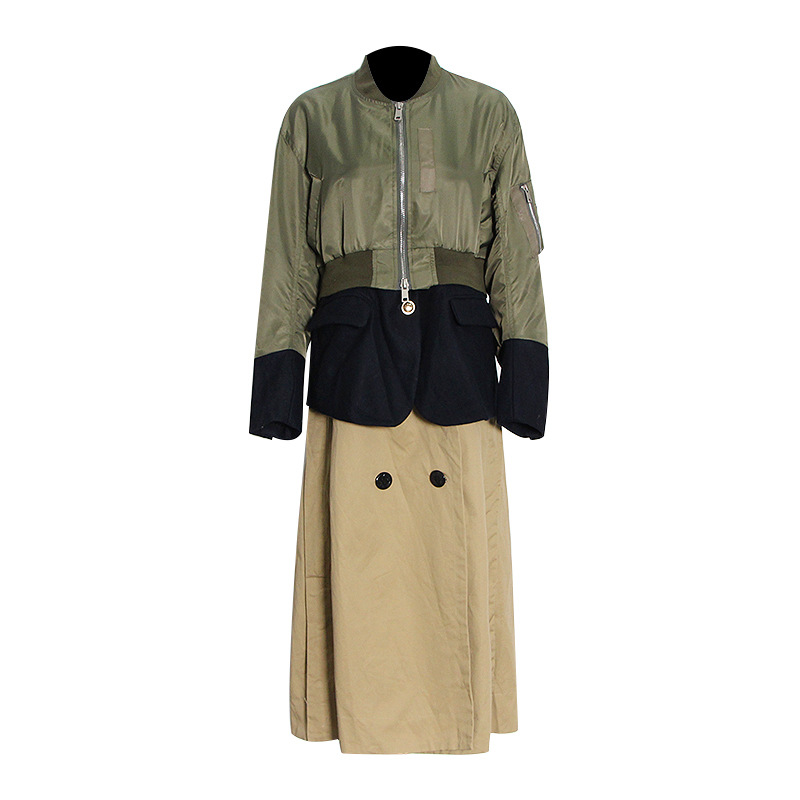 Baseball Suit Patchwork Tweed Collision Color 