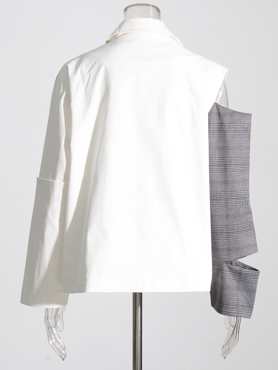 Irregular Color Collision Splicing Small Suit Long Sleeve Jacket