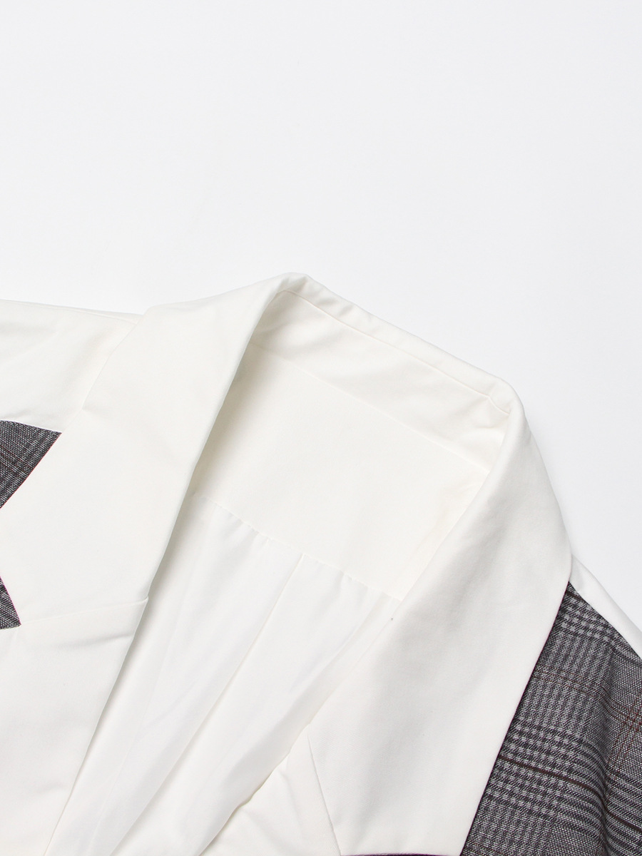 Irregular Color Collision Splicing Small Suit Long Sleeve Jacket