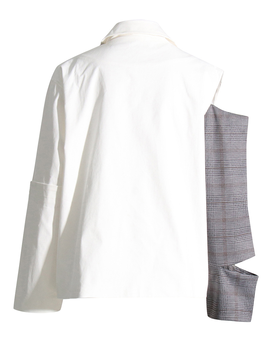 Irregular Color Collision Splicing Small Suit Long Sleeve Jacket
