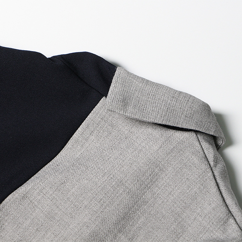 Irregular Cut Collision Color Stitching Long Sleeve Jacket