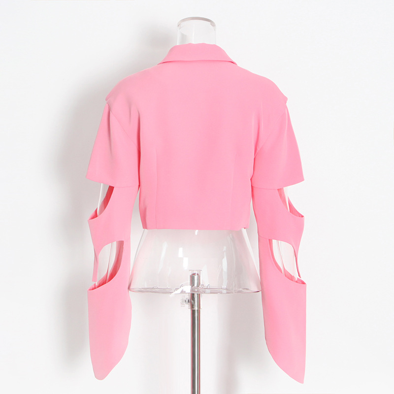 Irregular Split Hollow Long Sleeve Short Jacket